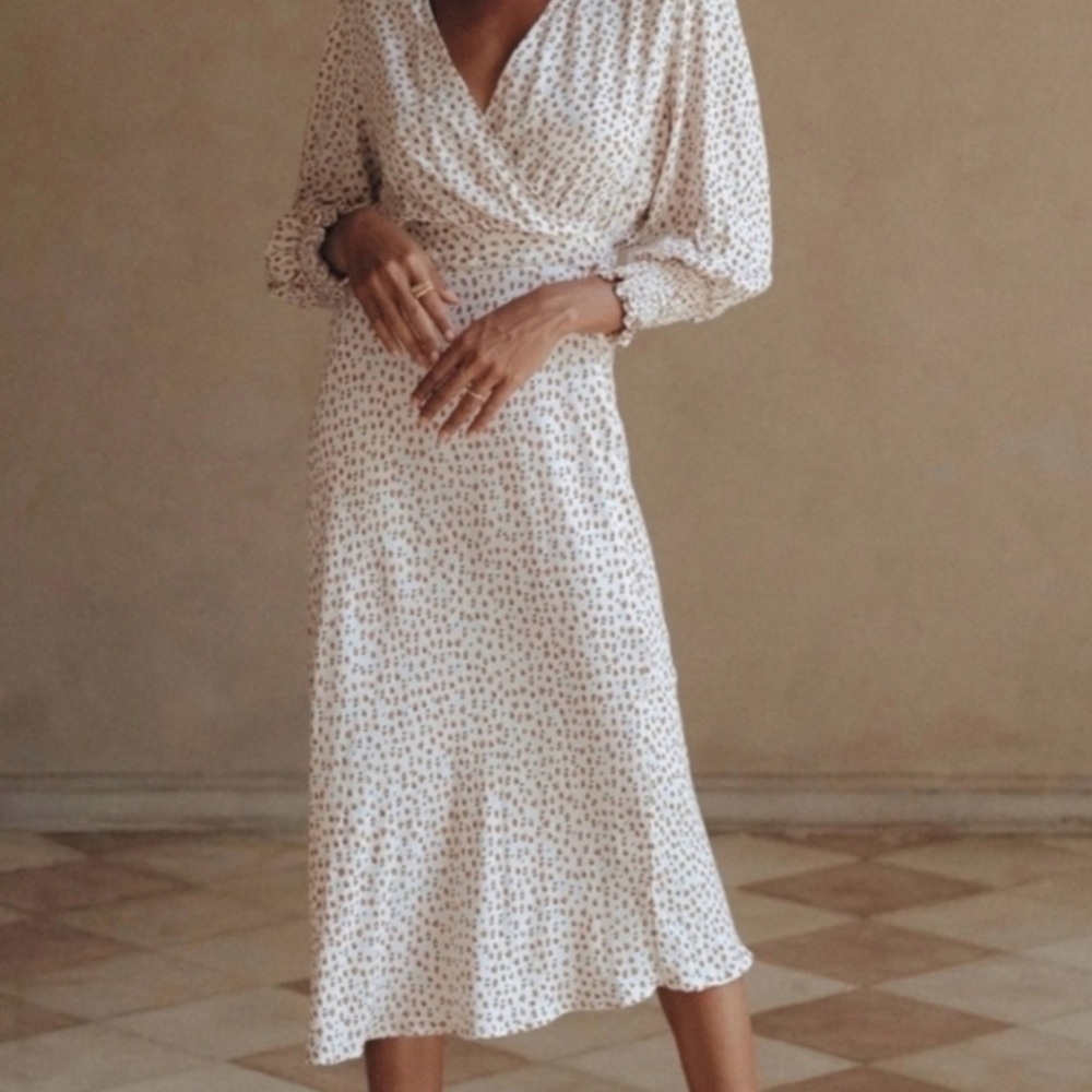 Aura White and Pink Floral Long Sleeve Dress
